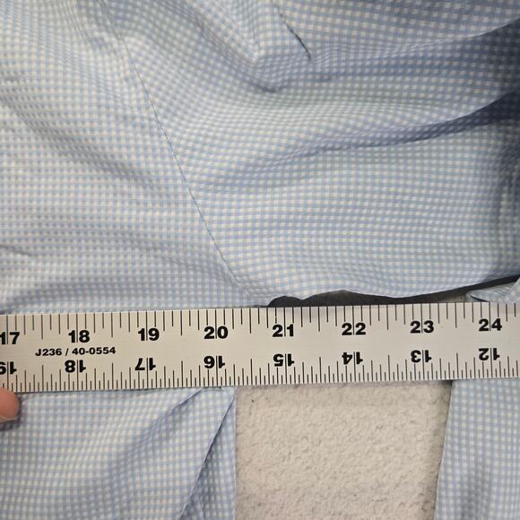 Mizzen+Main Dress Shirt Mens M Spinnaker Collection Trim Fit Stretch Check Blue - Picture 6 of 7